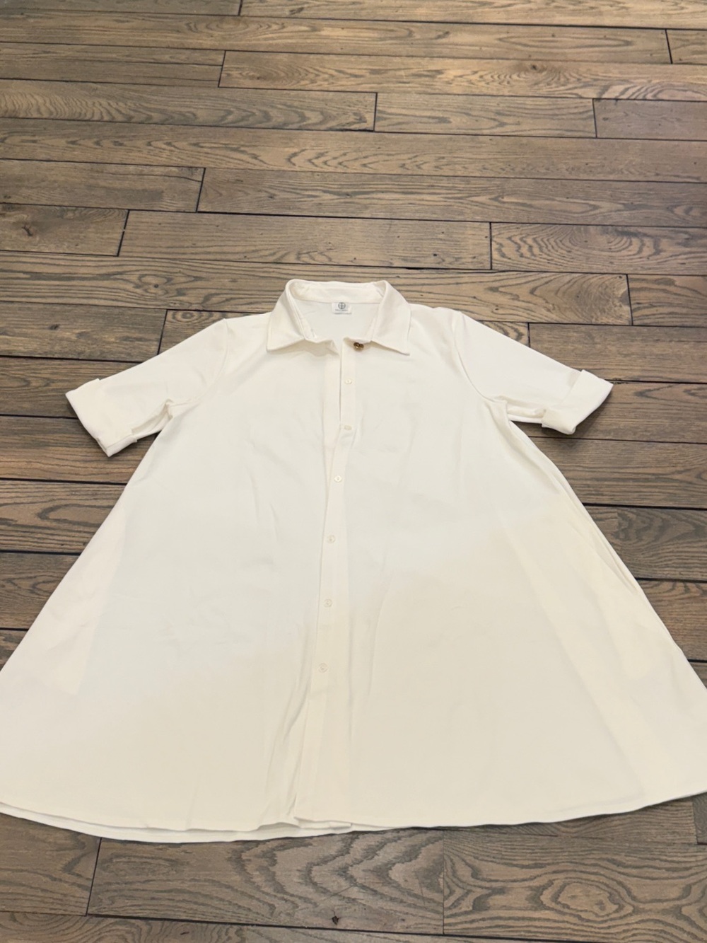 Women's Midi Button-Down Shirt Dress in Cream
